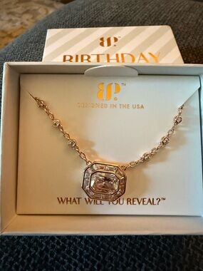 Birthday Rose Gold Crystal Octagon Pendant Necklace